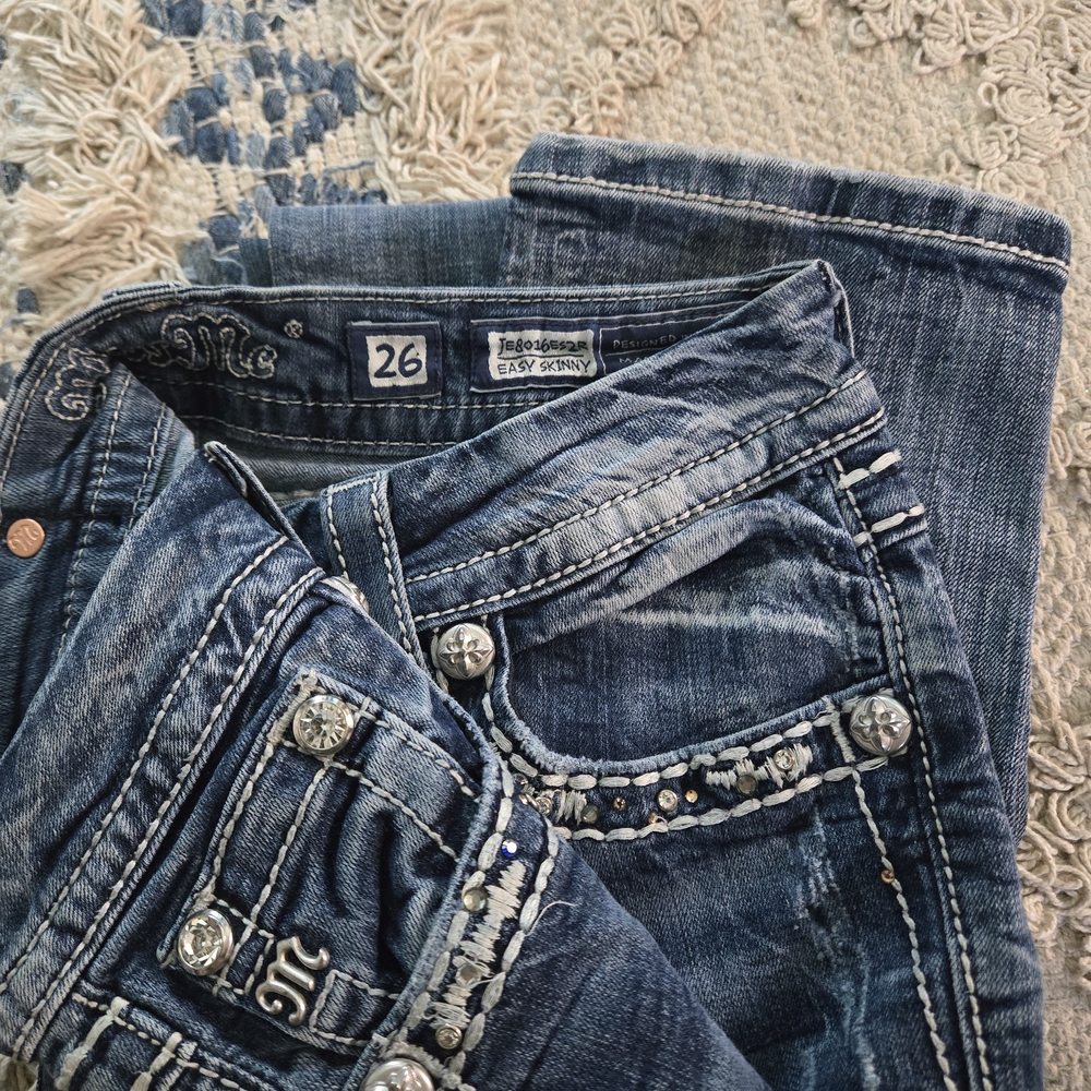 Miss Me Blue Skinny Jeans with Embellishments
